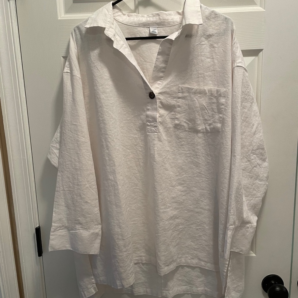Old Navy, white linen over sized shirt